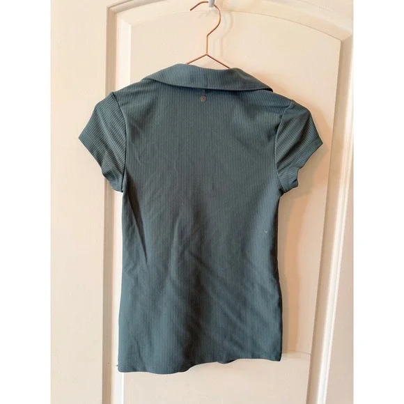 CALIA Rib Johnny Polo Womens XS Puya Green Ribbed UPF 50+ Golf Top NEW - Picture 6 of 6